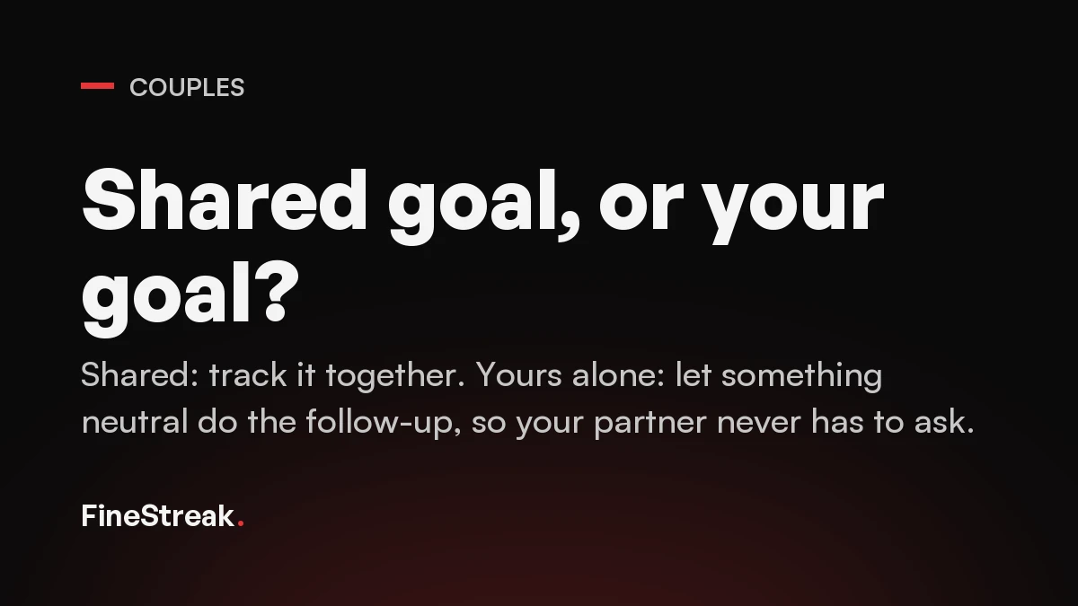 A decision card: if the goal is shared, track it together; if the habit is yours alone, let something neutral do the follow-up