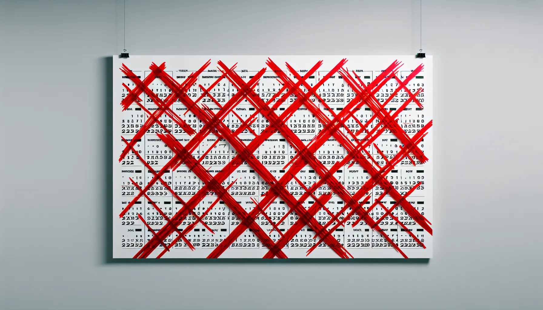 A wall calendar covered in red X marks showing an unbroken 40-day streak