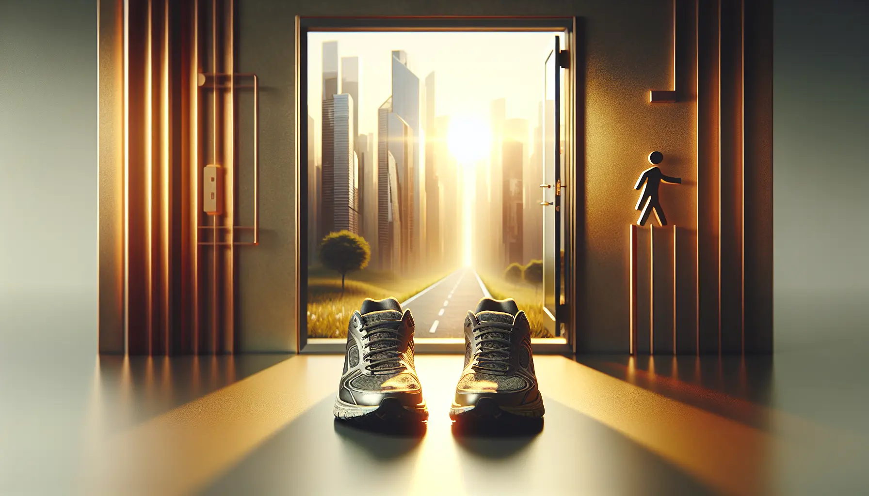 A runner lacing up shoes at dawn, deciding to be someone who runs